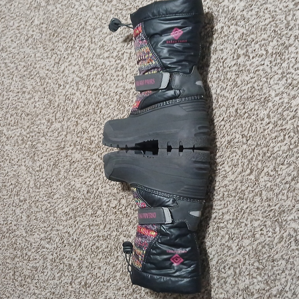 DREAM PAIRS Little Kid Kamick Grey Multi Mid Calf Waterproof Winter Snow Boots - Picture 4 of 16